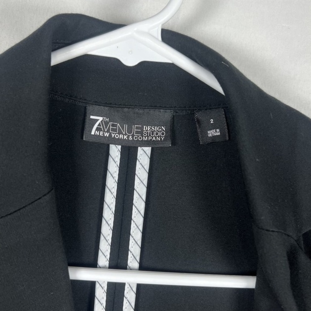 New York And Company 7th Avenue Design Studio Blazer Suit Jacket Size 2 Black - Picture 3 of 10